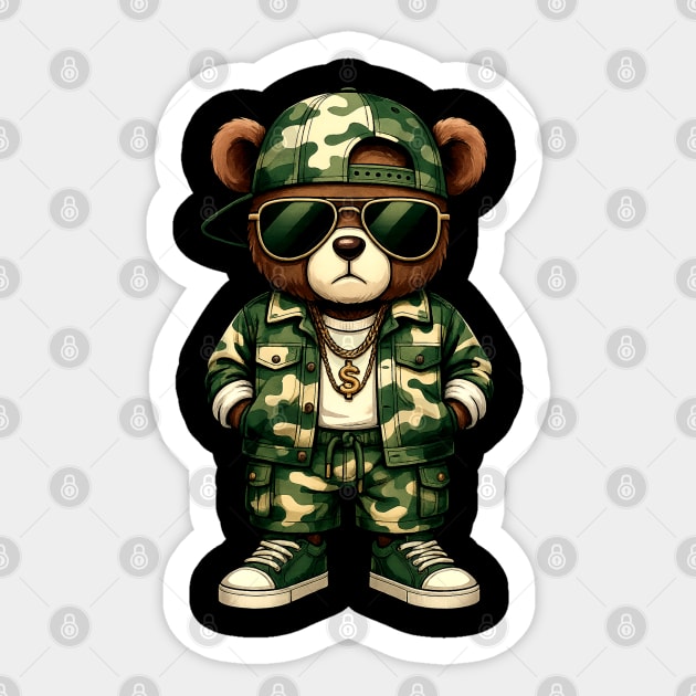 Hip Hop Teddy Bear Camouflage Sticker by UrbanLifeApparel